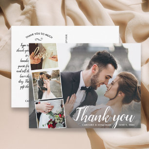 Postal Moda Script 4 Collage de fotos Boda Gracias
