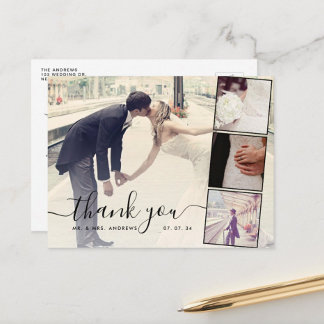 Postal Moda Script 4 Fotos Collage Boda Gracias