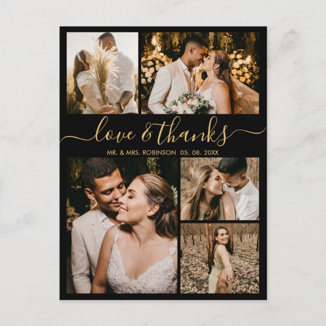 Postal Moda Script Amor y Gracias Boda Gracias (Anverso)