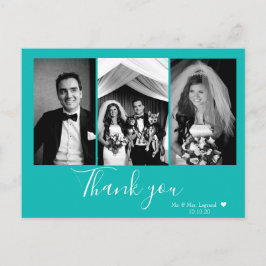 Postal Moda Script Boda Gracias Azul