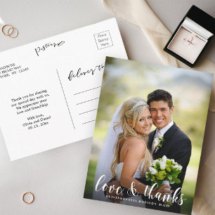 Postal Moda Script Elegant Wedding Gracias Foto