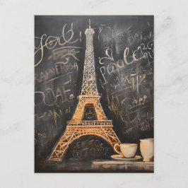Postal Moda Torre Eiffel Café Café Chalkboard París