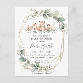 Postal Moda Verdor Woodland Animales Baby Shower Neutral