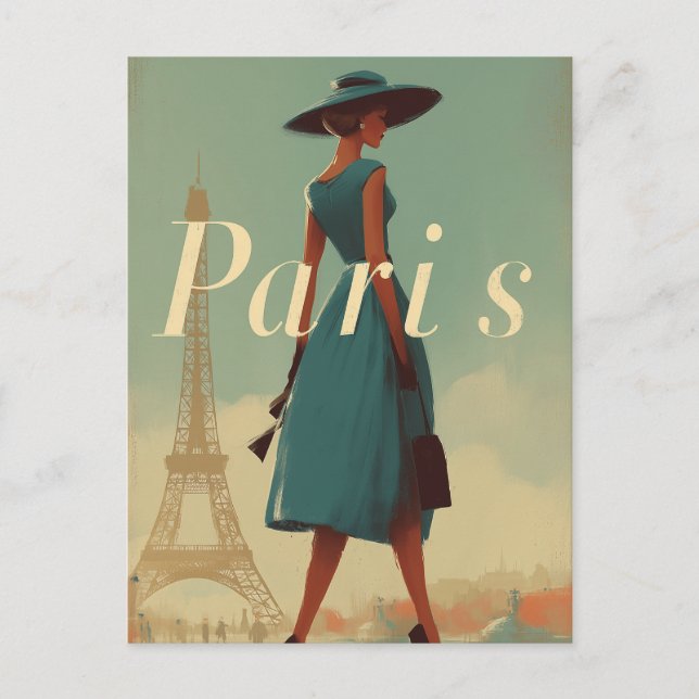 Postal Moda vintage de París (Anverso)