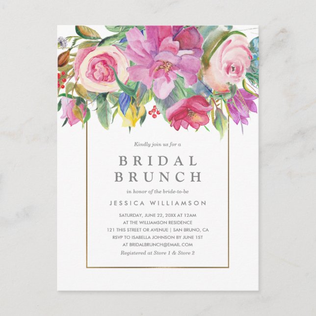 Postal Moda Watercolor Floral Bridal Brunch (Anverso)
