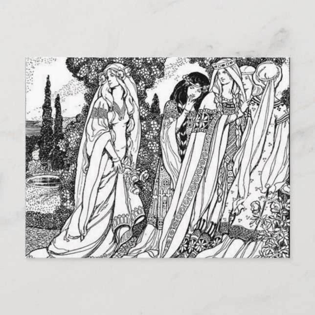 Postal Modas Medievales En Blanco Y Negro (Anverso)