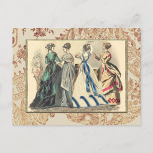 Postal Modas victorianas elegantes