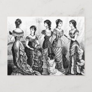 Postal Modas Victorianas en Blanco Y Negro