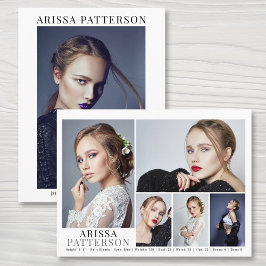 Postal Model Actor Comp Card 6 Photo Double Sided