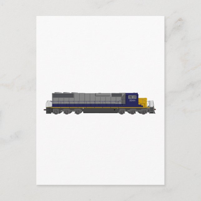 Postal Modelo 3D: Motor de tren: Ferrocarril: (Anverso)