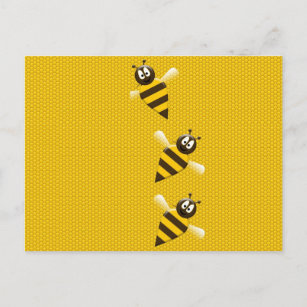 Postal Modelo abstracto amarillo lindo de las abejas de