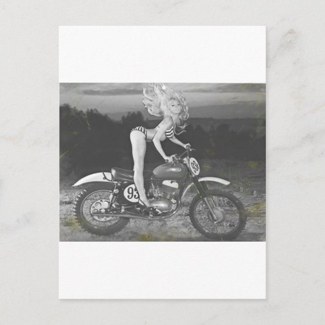 POSTAL MODELO ARDIENTE Y SCRAMBLER VINTAGE. (Anverso)