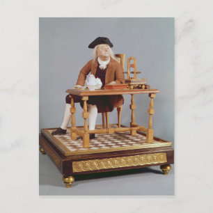 Postal Modelo de Benjamin Franklin en su mesa