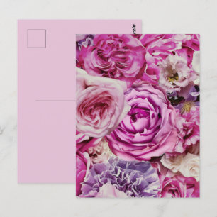 Postal Modelo de flores Rosa de lavanda blanca rosa