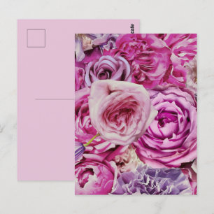 Postal Modelo de flores Rosa de lavanda blanca rosa