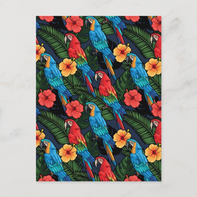 Postal Modelo del Macaw y del hibisco (Anverso)