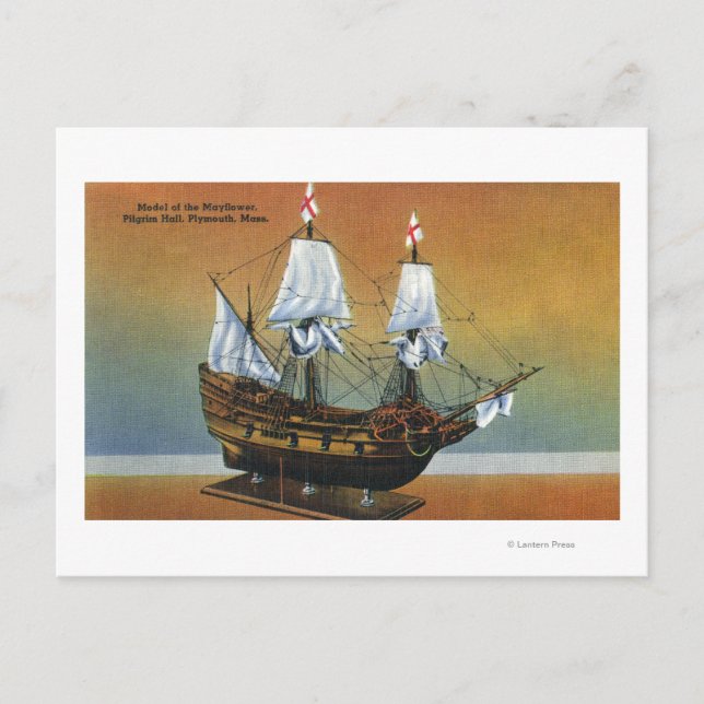 Postal Modelo del Mayflower en la vista del salón de pere (Anverso)