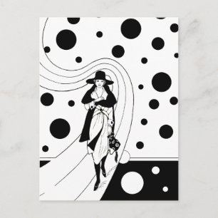 Postal Modelo Retro Runway, moda Art Deco Vintage