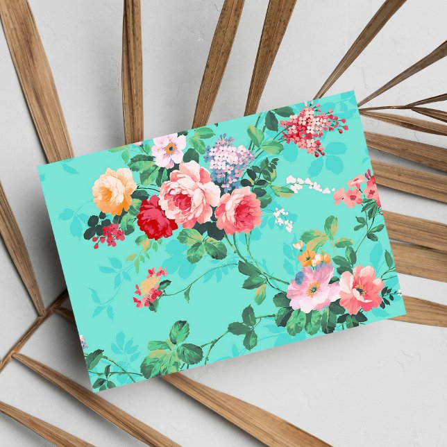 Postal Modelo rosado elegante de los rosas amarillos del (Vintage Elegant Pink Red Yellow Roses Pattern )