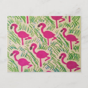 Postal Modelo tropical de los flamencos rosados