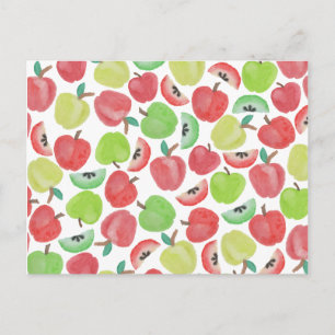 Postal Modelo verde rojo de la fruta de las manzanas de