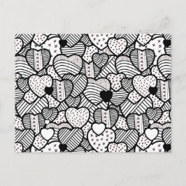 Postal Modelos blancos negros lindos de los corazones