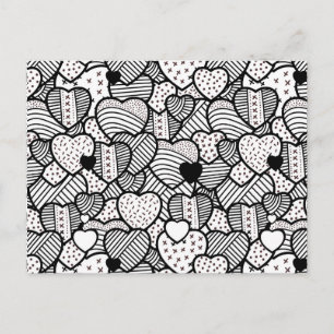 Postal Modelos blancos negros lindos de los corazones