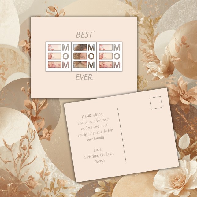 Postal Modern 3 Photo Grid Moms day Keepsake (Subido por el creador)