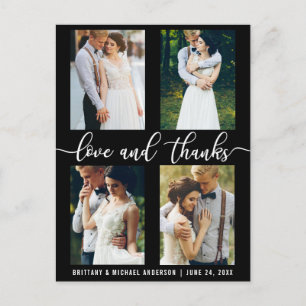 Postal Modern 4 Photo Boda Love and Gracias Script