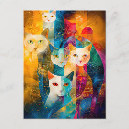 Postal Modern abstract cat portrait surrounded Galaxy