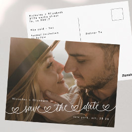 Postal Modern Black and White Photo Wedding Save The Date