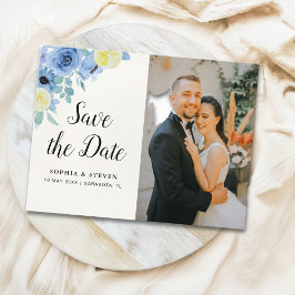 Postal Modern Blue Mediterranean Lemon Wedding