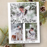 Postal Modern Brush Script Merry Christmas Photo<br><div class="desc">Modern Brush Script Merry Christmas Photo Postcard</div>