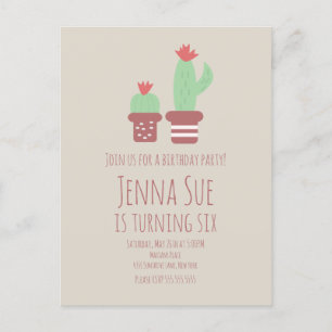 Postal Modern Cactus Potted Plants Birthday Party