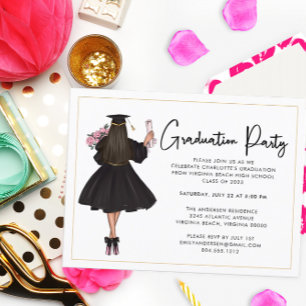 Postal Modern Casual Script Graduation Party Invitation