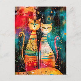 Postal Modern Cat Design in Cosmic Galaxy