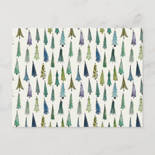 Postal Modern Christmas Trees Illustrated Pattern (Anverso)
