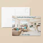 Postal Modern Dream Home Real Estate Realtor de Marketing<br><div class="desc">¿Buscando ese hogar de ensueño? Podemos ayudar. Estos interiores limpios y modernos pueden atraer a un cliente inmobiliario cuando busca un inmueble. Añada la información de su agencia inmobiliaria en el reverso de estos correos de marketing. ¡Conviértete en el agente inmobiliario más exitoso de tu ciudad!</div>