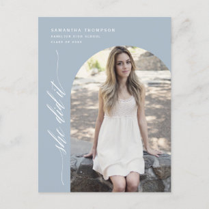 Postal Modern Dusty Blue She Did It Graduation Arch Photo