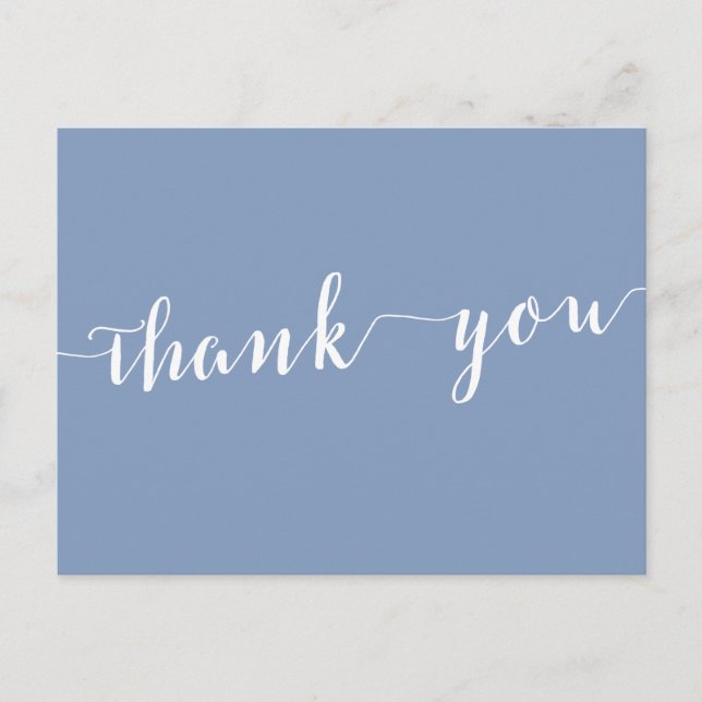 Postal Modern Dusty Blue Wedding Thank You Postcards (Anverso)
