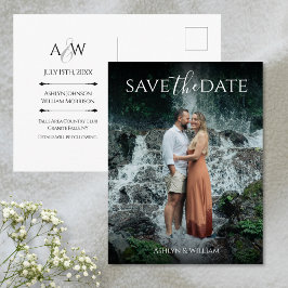 Postal Modern Elegant Typography Photo Save the Date 