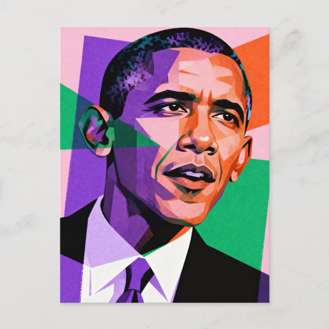 Postal Modern Geometric Portrait of Barack Obama (Anverso)