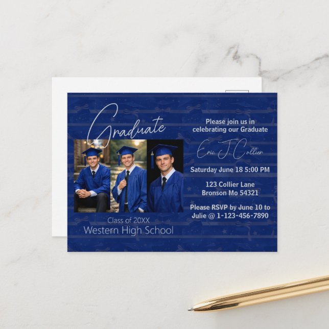 Postal Modern Graduation Party Photo Display (Anverso/Reverso In Situ)