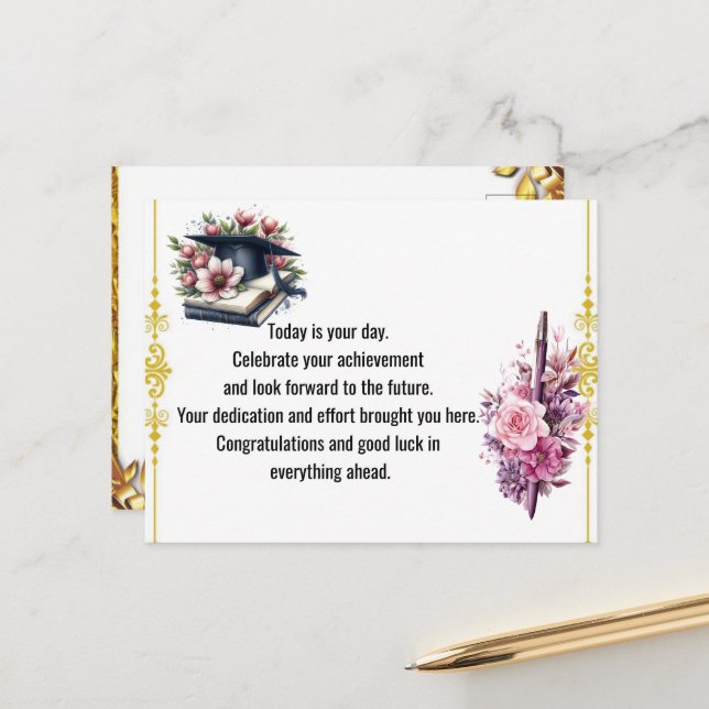 Postal Modern Graduation Thank You Card Elegant Class of  (Anverso/Reverso In Situ)