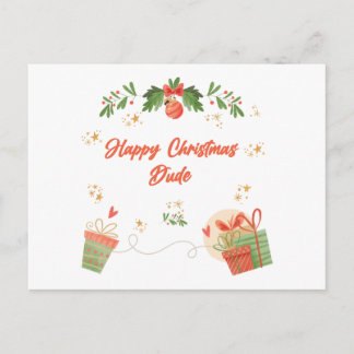 Postal Modern Happy Christmas Dude Postcard with Festive