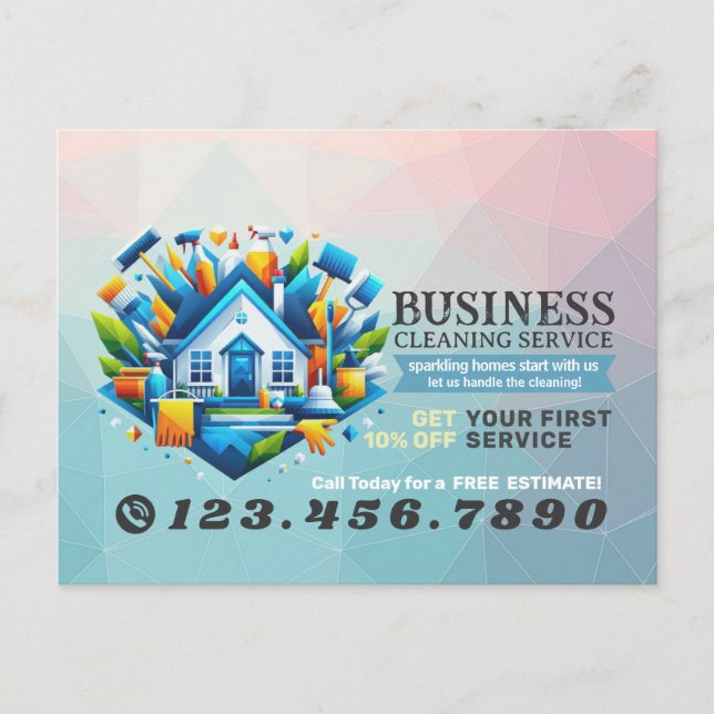 Postal Modern House Cleaning Maid Service Housekeeping (Anverso)