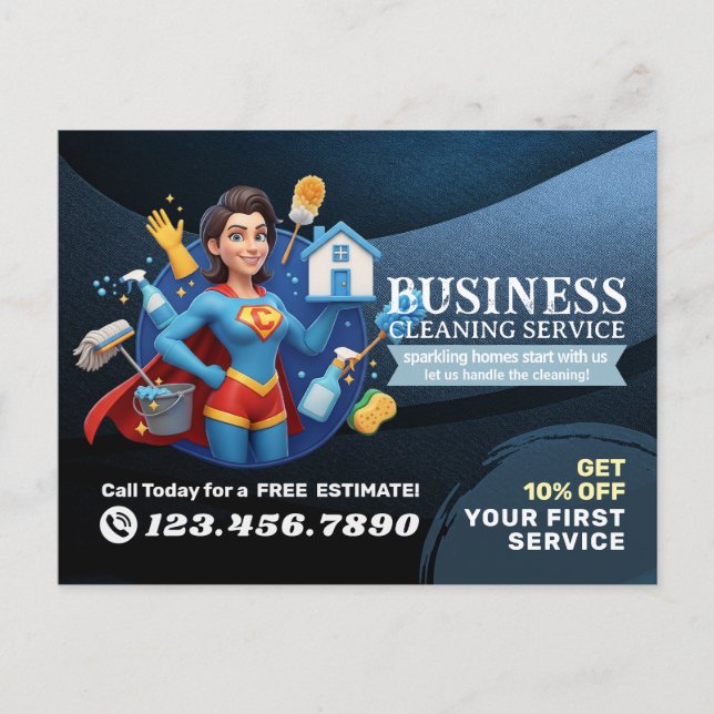 Postal Modern House Cleaning Maid Service Housekeeping (Anverso)