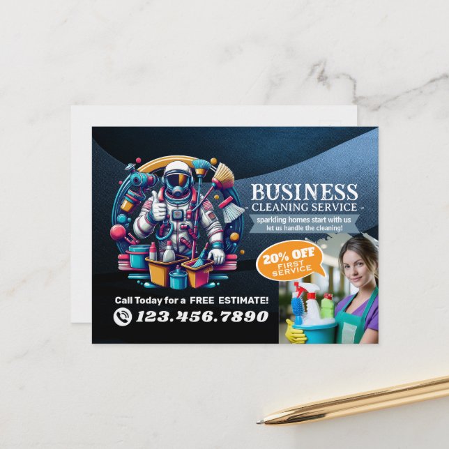 Postal Modern House Cleaning Maid Service Housekeeping (Anverso/Reverso In Situ)