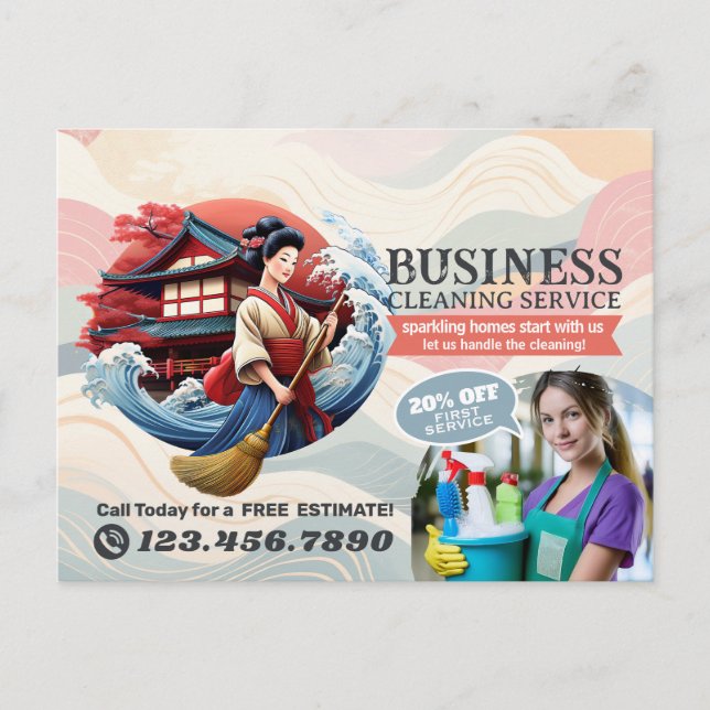 Postal Modern House Cleaning Maid Service Housekeeping (Anverso)