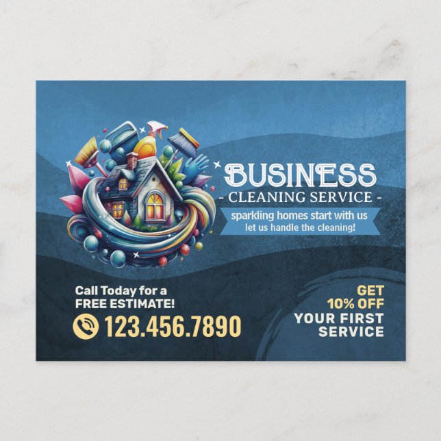 Postal Modern House Cleaning Maid Service Housekeeping (Anverso)